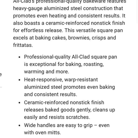 All-Clad Pro-Release Bakeware Square Cake Pan - Picture 5 of 9